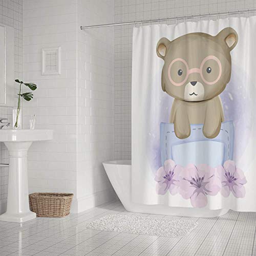 Rideau de douche ours en polyester 180x180 cm avec 12 crochets - 3