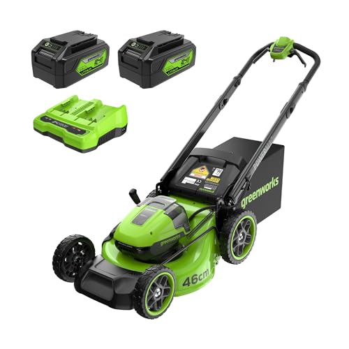 Greenworks 48V (24V x 2) Self Propelled Cordless Lawnmower for Large Lawns up to 460m2, 46cm Cutting...