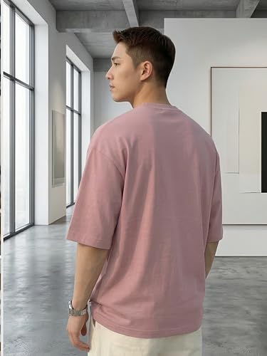 Image of BARKEYO Men's Half Sleeve Round Neck French Terry Graphic Print Oversized Tshirt for Man (Boston-ft) Pack of 2 (in, Alpha, XL, Regular, Red)
