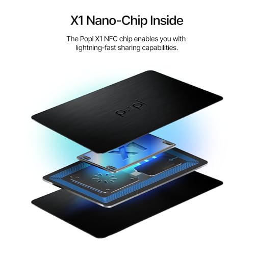 Image of Authentic Patented Popl Card (Avoid Fake Knockoffs) - Smart NFC Networking Card - Simply Tap to Exchange Contact Info, Capture Leads, & Manage Contacts (Limited Edition Black Lux)