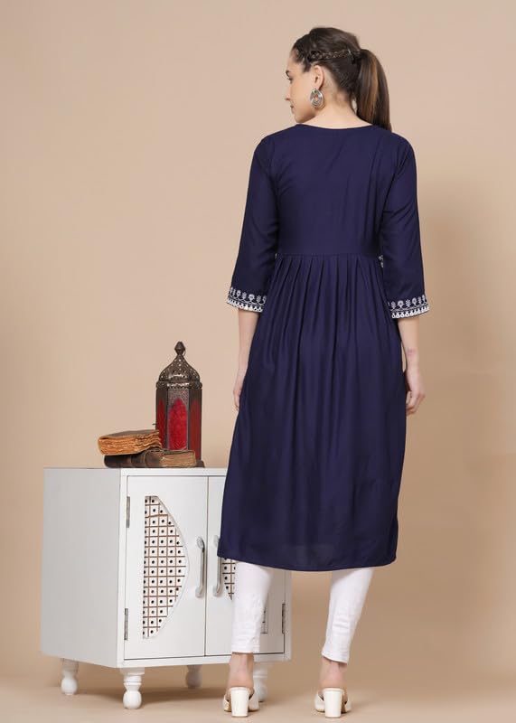 Image of JAIPURFAME Maternity Feeding Kurti with Zipper | Cotton Floral Printed Pregnancy & Nursing Dress | Comfortable & Stylish Maternity Wear for Women | Breastfeeding Kurta with Zipper | Soft & Elegant