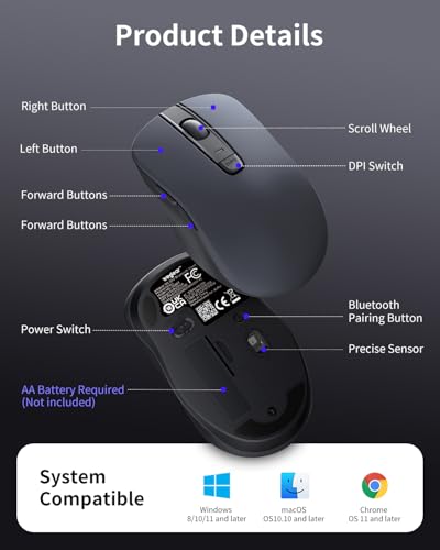 wegear Bluetooth 5.0 Silent Wireless Mouse (Grey or Pink) 8.99 + Free Shipping w/ Prime or on 35+ + 36% Off Code F1K5ZSK4 - image 7