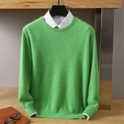 Men Cashmere Knit Sweater Solid Color Crew Neck Long Sleeve Loose Casual Jumper Top2