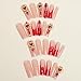 SINSEN Long Square Press on Rhinestone Acrylic Glossy Red French Tip False Nails Kit - Reusable Stick on Finger Manicure Decorations for Women, 24PCS