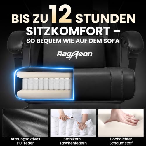 Riftracer Gaming Stuhl Chair Gamer Sessel - Ergonomischer Gamer Stuhl mit Fußstütze Kopfstütze und Lordosenstütz Höhenverstellbar… – Ansicht 4