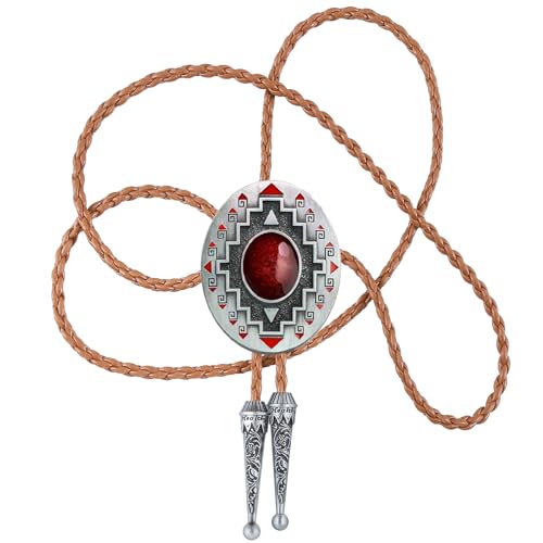 Image of Btilasif Bolo Tie Brown for Men, Scorpion Luminous Stone Cowboy Tie Western Leather Necktie Necklace for Women