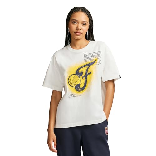 GAME 7 x WNBA Officially Licensed Women's Oversized Spray Paint Graphic Short Sleeve Crewneck T‑Shirt Marshmallow by GAME 7 - Used condition - US$21.76