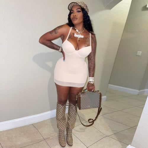 Image of Sexy Bodycon Mini Dress for Women Sweetheart Neck Spaghetti Strap Mesh Hem Party Club Night Out Short Dresses