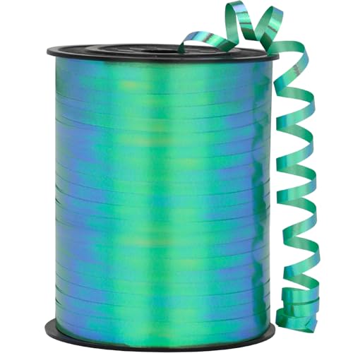 OMISELIO Green Ribbon - Iridescent Green Curling Ribbon, 500 Yards - Gift Wrapping, Balloon String, St. Patrick's Day, Graduation