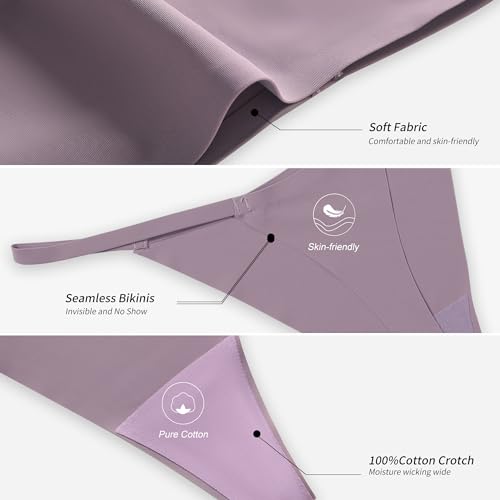 Image of DEANGELMON Seamless G-string Thongs for Women - No Show Thong Underwear Low Rise Stretch Panties Workout Pack