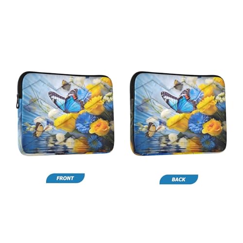 Funda para portátil 13-14 pulgadas flores azules y amarillas miniatura 2