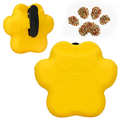 FYY Dog Treat Pouch, Silicone Dog Treat Bag Portable Dog Treat Dispenser with Magnetic Closure and Waist Clip Yellow
