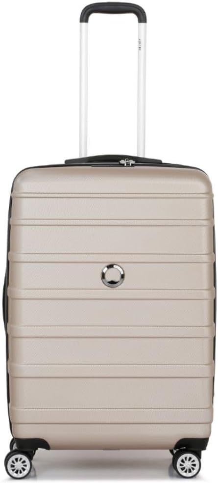 Margot 68 cms Medium Check-in Polycarbonate Hard Sided 8 Wheels and Expandable Spinner Suitcase/Trolley Bag for Travel with TSA Lock- Gold