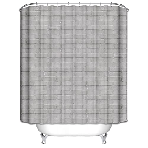 Rideau de douche imperméable en polyester gris 165x200cm effet briques
