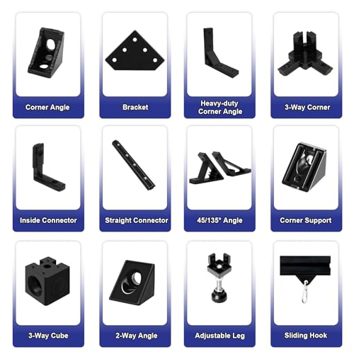 Pièces imprimante 3D stables via le lot de 8 extrusions aluminium noir 2020 300mm - 6