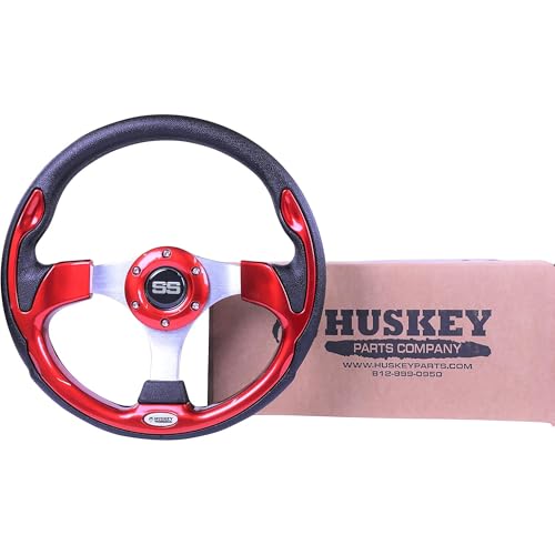 Huskey 12.5 Inch Racing Style Red Golf Cart Steering Wheel