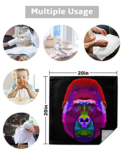 4 Pcs Soft Cloth Napkins, Napkins Cloth Washable, Colorful Orangutan Pop Art Style Reusable Dinner Napkins For Wedding, Party, Easter, Dinners (20"X20") #TOP4
