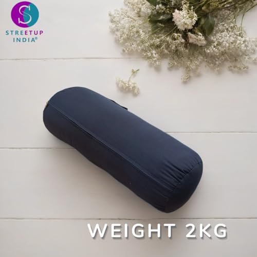 Image of Streetup India Yoga Bolster for Iyengar Yoga With Premium Cotton Washable Cover (Blue, Standard)