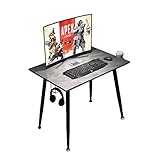 Need ゲーミングデスク 幅90cm奥行60cm パソコンデスク モニターアーム取付対応 おしゃれ コンパクトデスク ドリンクホルダー/ヘッドホンラック/配線収納ラック付き (グレー 90*60*75cm)