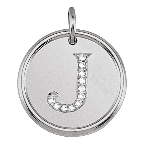 .04 Cttw Diamond Alphabet Initial Letter Charm Pendant Chain Necklace 18