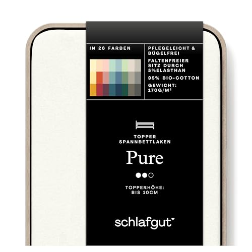 schlafgut Pure Topper Spannbettlaken 140x200 cm Bio-Baumwolle, Off-White – Ansicht 1