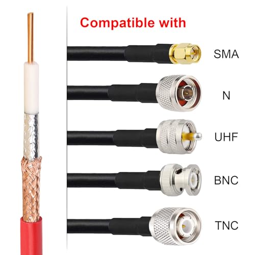 MOOKEERF RG8X Coaxial Cable 200ft,Low Loss 50 ohm RG 8X Cable 200 Feet,Red - Thumbnail 5