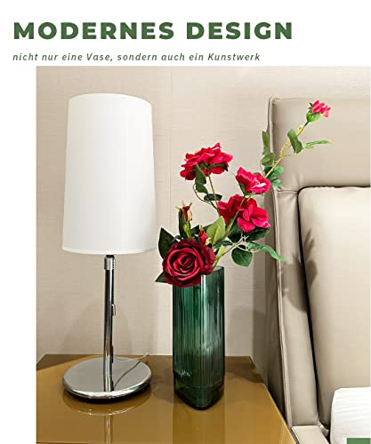 Tulpenvaas voor woonkamer, decoratie, 28 cm x 11 cm, vaas voor pampasgras, driehoek groen glas, bloemenvaas, tafeldecoratie, eettafel - Afbeelding 5