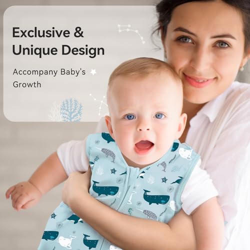 Image of Baby Sleep Sack 0-6 Months 0.5 Tog Wearable Blanket Baby, 3 Pack 100% Cotton Lightweight Sleeping Sack with 2-Way Zipper for Newborn Infant Shark