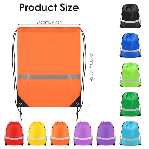 40 Pieces Drawstring Backpacks Bags Bulk,Waterproof Drawstring Bag with Reflective Strip for Women and Men,Drawstring Gym Bag DIY for Yoga Sport Traveling Beach,Multicolor2