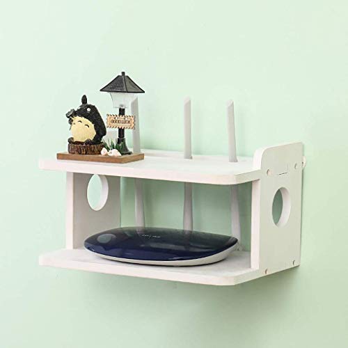 Schwimmende Regale Wandregal für Kabelrouter, Massivholzmaterial, Kabelbox/Router/Fernbedienung/DVD-Player/Spielekonsole 29,5 * 20 * 16,5 cm