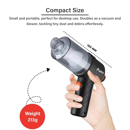 Image of Pivalo 2-in-1 Cordless Car Vacuum Cleaner with Powerful Suction, Filter, 3 Nozzles & USB Charging | Portable Wireless Mini Car Air Blower for Home, Office & Travel Cleaning (Pack of 1, Black)
