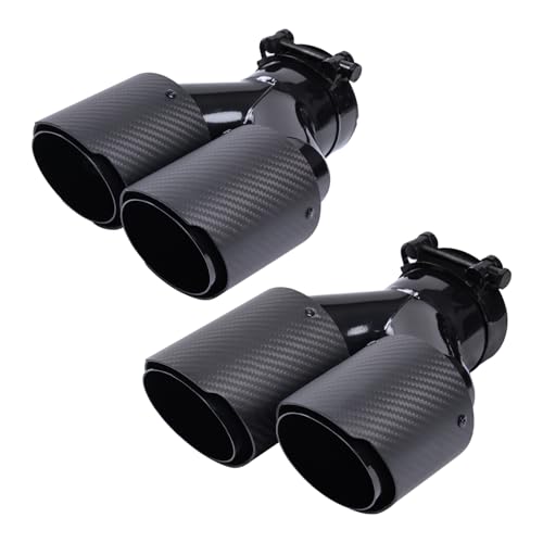 2-Pack Carbon Fiber Dual Exhaust Tips 2.5 Inlet to 3.5 Outlet Universal Tailpipe 2.5 Inch Exhaust Muffler Tips (Matte)