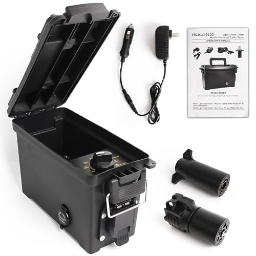 9101 Trailer Light Tester 7 Way Spade Pin with Trailer Plug Adapter Trailer Wiring Tester for RV Utility Trailer Test Lighting and Brake Systems Avoid Blown Fuses