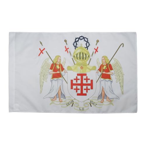 AZ FLAG Bandeira da ordem de cavalaria do santo sePULCRO de JERUSALÉM 90 x 60 cm para vara - bandeira cristã 60 x 90 cm