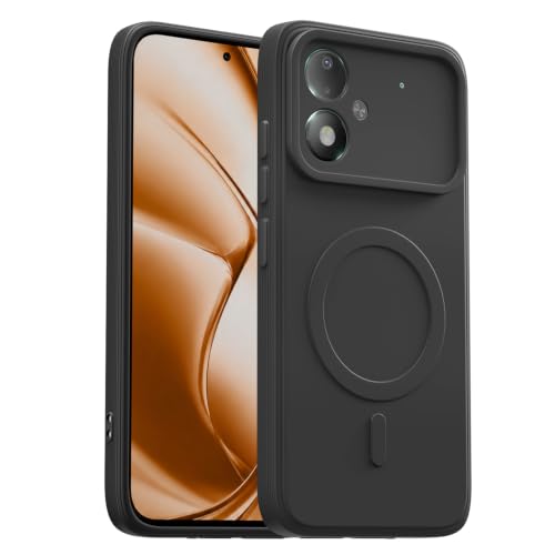 Image of Outlouders Back Cover for Poco M8 Power 5G | Soft Matte Silicone | Slim Fit | Magnetic-Safe Logo Design (Magnetic-Safe Not Compatible) | Shockproof | Camera Protection Bumper Case (Black)