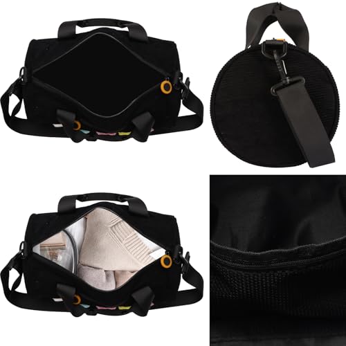Image of Dance Ballet Bag for Girls Sport Gym Duffle Bags Overnight Travel Bags Fun Dance Corduroy Chenille Letter Bag for Dancers (Black)