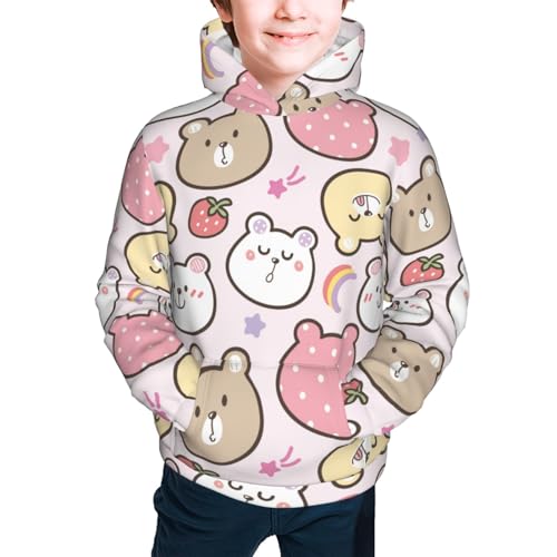 Cute Cartoon Bear Face Kids Pullover Hoodies Boys Sweatshirts Girls Athletic Clothes with Pocket2