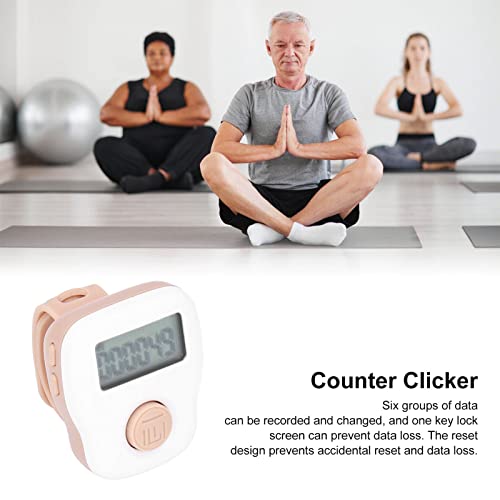 Image of AMONIDA Tally Counter, White USB Rechargeable Clicker Counter Stitch Counter with Anti Sweat Silicone Ring Matte Texture 6 Channel Counting
