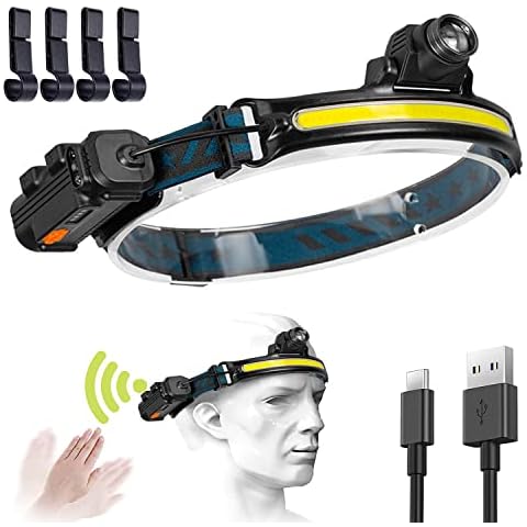 Sumeber LED Head Torch with Motion Sensor, Rechargeable LED Headlamp with 6 Lighting Modes, 2000 Lumens Head Light 90° Angle-Adjustable Waterproof Headtorch for Running Cycling Camping Fishing Hiking Cover