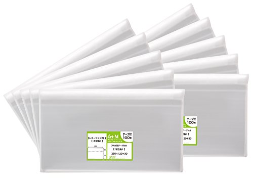 アート・エム【国産】テープ付 透明OPP袋(透明封筒)30ミクロン厚(標準) (1000枚, 洋形長3#30(標準)(235×120+フタ30mm))