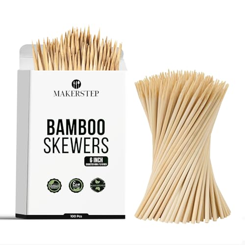 Makerstep Natural Bamboo Skewers for BBQ. Appetizer, Kebab, Fruit, Cocktail