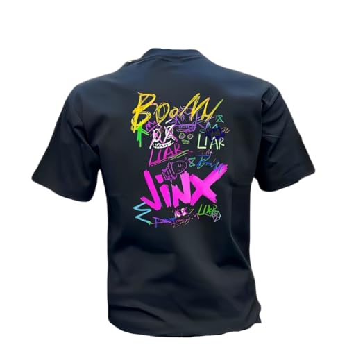 Jinx Shirt 3D Print Tee Cyber Graffiti Punk Breathable Fashion Streetwear Game Anime Shirt-B-l Black