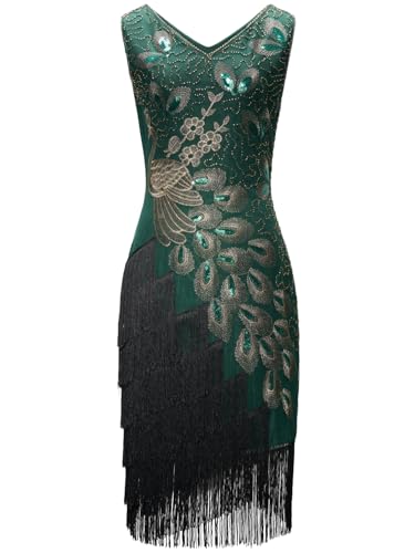 Amazon.com: FAIRY COUPLE Women's 1920s Vintage Peacock Flapper Fringed  Great Gatsby Dresses S070 (M, Green) : Clothing, Shoes & Jewelry