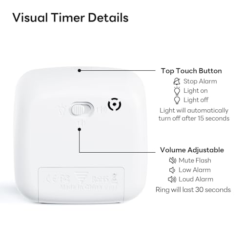 Image of Yunbaoit Visual Timer with Night Light, 60-Minute Countdown Timer for Kids and Adults, Silent Classroom Timer, Time Management Tool for Home, School, or Work (Dark Black)