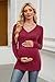 OUGES Womens Fall Fashion 2025 Maternity Sweaters Shirt for Women Oversized Long Sleeve V Neck Split Side Maternity Clothes Knit Ribbed Trendy Pullover Pregnancy Tunic Tops(Red,S)