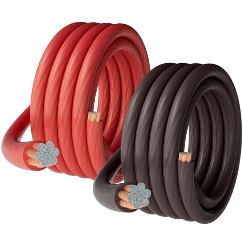 Câble d'alimentation 4 AWG HiFind noir et rouge 10,6m pour batterie et audio