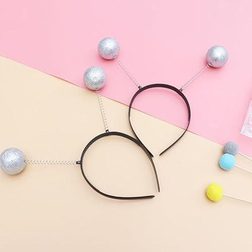 ifundom 8 Stück Stirnbänder mit Marsantennen, Weltraum-Kostüm-Zubehör für Party (Silber)