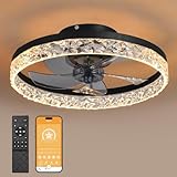 19.7' LED Ceiling Fan With Light, Flush Mount Low Profile Ceiling Fan with Light, 6 Speeds and Reversible wind for All Season, LED Dimmable, 3 Color Temperature Optional, DC Motor,With Remote & APP