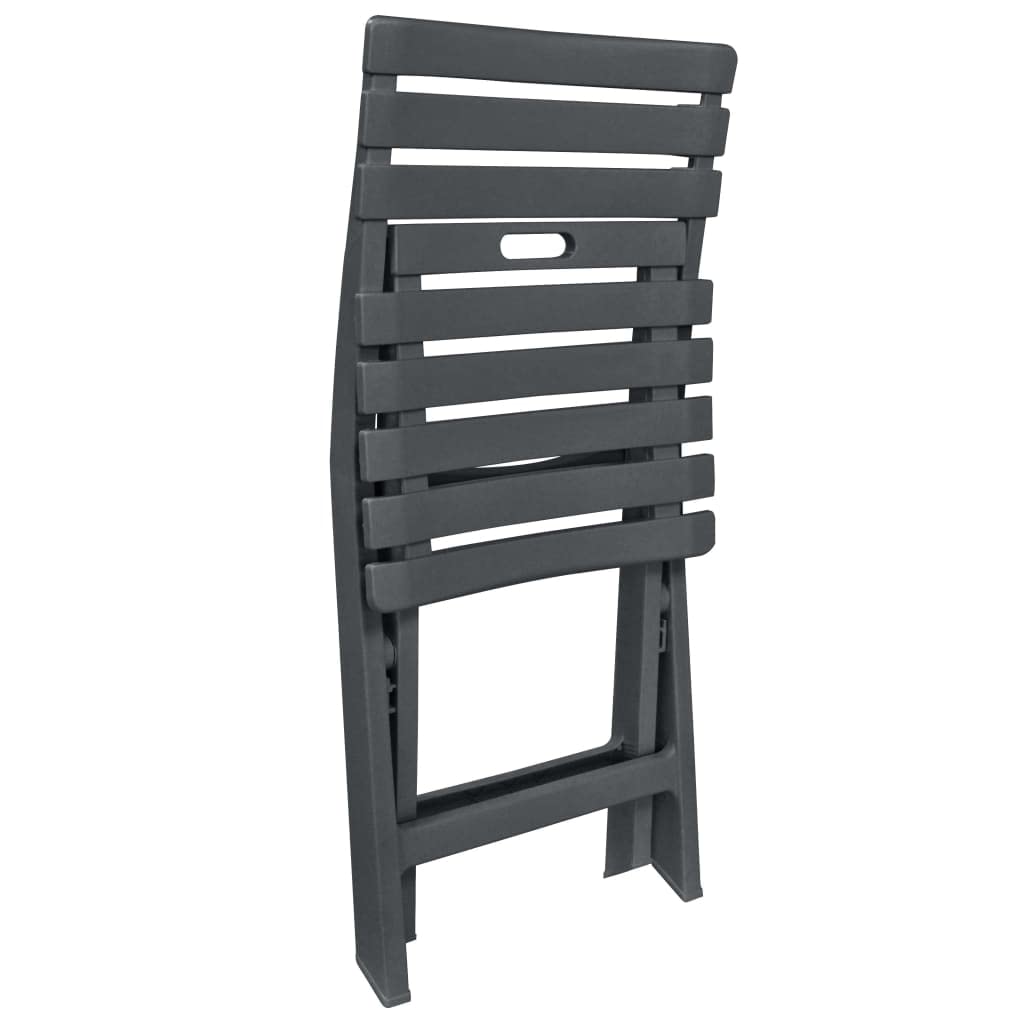 Set da 3 pezzi da bistrot in plastica antracite pieghevole, 79 x 72 x 70 cm, salvaspazio, per balcone, terrazza, piccole superfici esterne, design moderno, materiale robusto per uso esterno