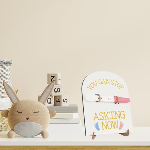 Image of You Can Stop Asking Now Pregnancy Announcement, Baby Announcements Ideas Pregnancy Reveal Gift for Huaband Parents New Grandma Grandpa Friend Test Keepsake Wooden Sign